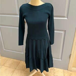 Sandro Teal Long Sleeve Knit Dress (Sz 38)